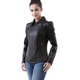 thumbnail image 4 of Cruzer Women's Cowhide Studded Leather Motorcycle Jacket - Black M, 4 of 6
