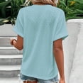 thumbnail image 5 of Dealovy Womesn Tops Summer Casual V Neck Buttons T-Shirts Short Sleeve Solid Color Loose Fitted Tees, 5 of 5