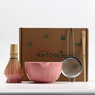 Matcha Tea Set with Whisk Ceramic Bowl and Holder, Traditional Japanese Tea Making Kit for Beginners, Eco-Friendly and Reusable, Beautiful Packaging, #H, By Kingtowag