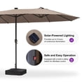 thumbnail image 3 of PURPLE LEAF 15ft Market Umbrella with Solar LED and Base Patio Double-Sided Sun Umbrellas for Pool Beach Deck Backyard Taupe, 3 of 9