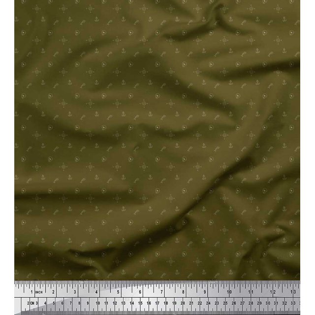 Soimoi Cotton Poplin Fabric Direction Compass,Skull & Anchor Hook Shirting Fabric Prints by Yard 42 Inch Wide