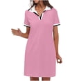 thumbnail image 3 of Mgmyaa Robe Chemise Mini d'Été Décontractée pour Femmes Polo Dress Unie à Manches Courtes, Col en V, Tennis Golf, avec Poches, 3 of 8