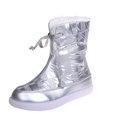 thumbnail image 2 of Bottes Mi-Mollet pour Femmes Bout Rond Bottines Deux Façons de Porter Lacets Bottes de Neige, 2 of 9