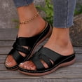 thumbnail image 3 of Womens Orthopedic Slides Sandals Comfortable Leather Peep Toe Walking Slip on Summer Shoes with Arch Support, 3 of 6