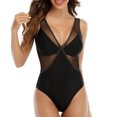thumbnail image 2 of UPPADA Women's Tankini Swimsuits One Piece Bikini Set See Through Mesh Patchwork Swimsuit Tummy Control Bathing Suits, 2 of 5