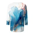thumbnail image 4 of IROINID T-shirt Imprimé Épargne Womens Long Sleeve Tops 3/4 Manches Blouse Col Rond Tops, Bleu Ciel, 4 of 5