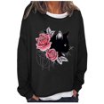 thumbnail image 2 of Nouveaux Hauts pour Femmes 2023 Mode Printemps Automne Imprimé Manches Longues Col Rond Tee-Shirt Décontracté Grande Taille Chemise à Manches Longues pour Femmes, 2 of 5