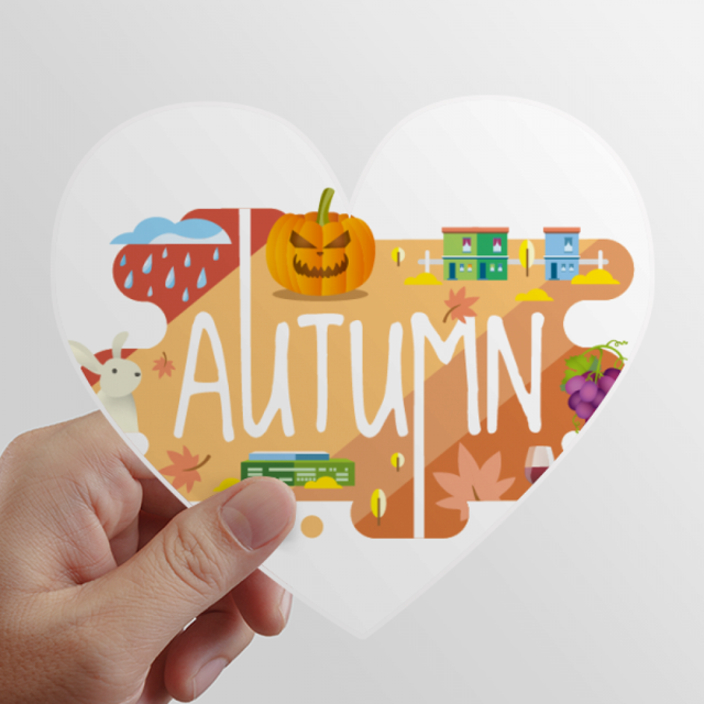 Automne Saison Illustration Coeur Vinyle Autocollant Vélo Bouteille Autocollant