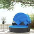 thumbnail image 2 of Outsunny Chaise Longue de Patio avec Canapé-Lit Rond Coussiné 4 Pcs Bleu, 2 of 10