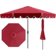 thumbnail image 1 of Costway 10 FT Patio Umbrella with Crank Tilt Adjustment Ruffles Vented Top 8 Ribs Red, 1 of 10