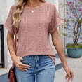 thumbnail image 4 of Pisexur Hauts pour Femmes, Hauts de Printemps pour Femmes Blouses pour Femmes Chic Décontracté Haut à Manches Courtes Ajouré à Col Rond Uni Haut/chemise à Manches Courtes à Col Rond Rose, G, 4 of 6