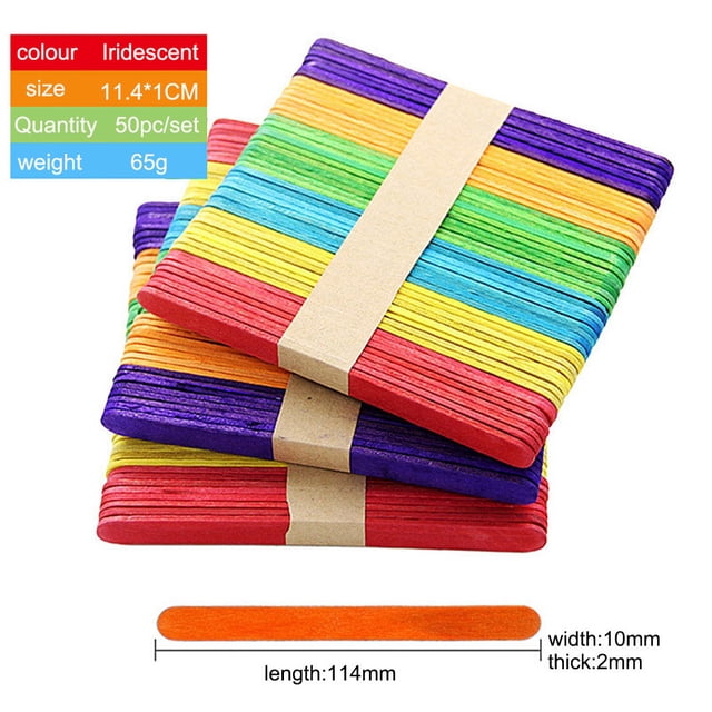 Dvkptbk Craft Sticks 50 PCS Sticks Ice Cream Sticks Natural Wood Popsicle DIY Sticks Kitchen Essentials