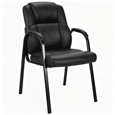 Chaise d'Appoint à Dossier Haut en Cuir PU avec Accoudoirs Rembourrés, Chaise de Direction pour Bureau à Domicile, Chaise Latérale de Réception, Chaise de Bureau pour Salle d'Attente de Conférence, Noir