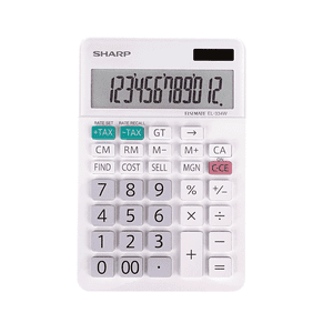 Sharp EL334W Calculatrice de bureau pour l'école secondaire, collège & Utilisation bureautique, Twin Power XL 12-Digit Affichage, fonctions de coût/vente/margin, clés fiscales & Affichage du kiosque à tir