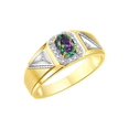 thumbnail image 4 of RYLOS Men's Rings Yellow Gold Plated Silver Classic 7X5MM Oval Gemstone & Diamond Ring Alexandrite June Birthstone Rings For Men Size 13, 4 of 7