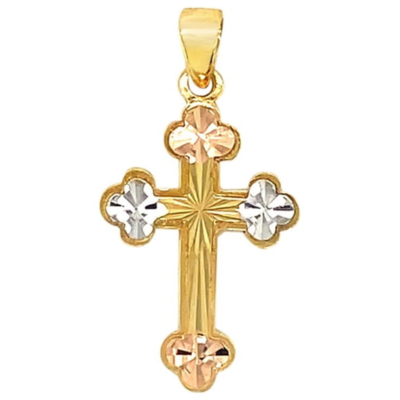 14k Tri Color Gold Cross Pendant