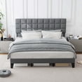 thumbnail image 4 of Costway King Size Bed Frame Modern Linen Fabric Upholstered Platform Bed with Headboard, 4 of 10
