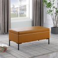 thumbnail image 2 of HomePop Banc de Rangement Moderne Grand de 18,5 Pouces en Similicuir avec Pattes en Métal, Brun, 2 of 12