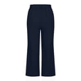 thumbnail image 4 of TIMIFIS Women's Straight Pants Elastic Waist Casual Drawstring Wide Leg Pants Lightweight Capris Solid Pants with Pockets - Spring/Summer, 4 of 6