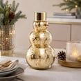thumbnail image 2 of Holiday Time Glass Decorative Snowman with Metal Hat, Mercury Gold Finish, 10.25 inch, 2 of 5