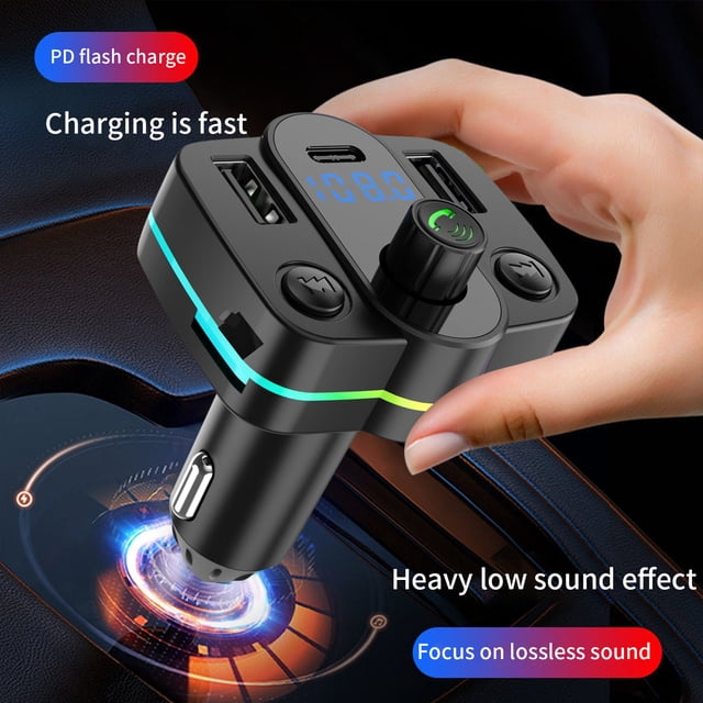 Mefallenssiah Car Mp3 Player Fm Transmitter Pd18W Fast Charging Car Bluetooth Hands-Free Aux Play Car Charging