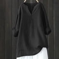 thumbnail image 2 of Pompotops Chemises pour Femmes à Col en V à Manches Longues Amples en Coton et Lin Chemises d'Été Blouse Liquidation, 2 of 4