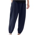 thumbnail image 1 of Lolmot Mens Pants, Mens Solid Color Pocket Drawstring Casual Youth Versatile Sports Oversized Pants, 1 of 6