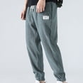 thumbnail image 2 of Pisexur Men's Pants Stretch Drawstring Joggers Sweatpants Regular Fit Solid Color Ribbed Yoga Sweatpants Full Length Elastic Bottom Gym Trousers Summer Casual Lounge Pants with Pockets,M-5XL, 2 of 4