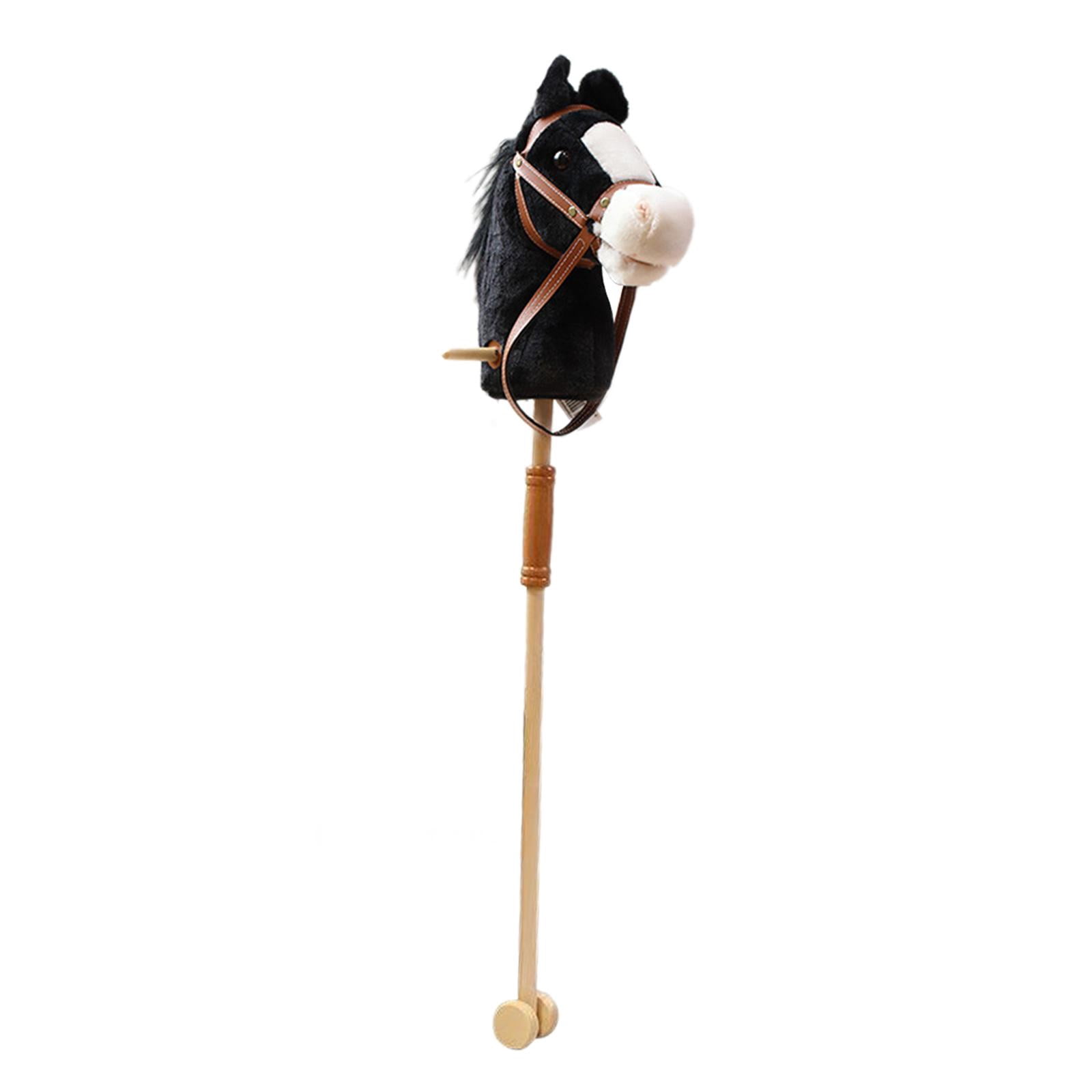 BELOVING Bâton Cheval Amusant Robuste Bâton d'Équitation pour Garçons Filles Enfants 3 Ans+ Noir avec Rouleau