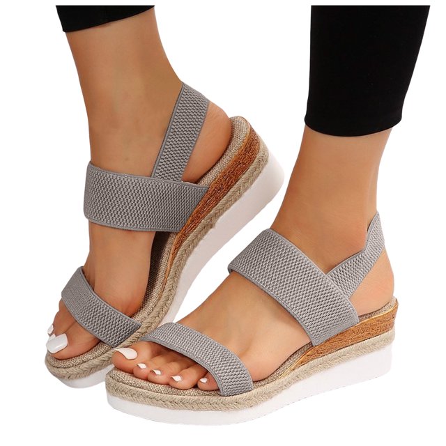 Sandales Espadrilles à Talon Compensé à Bride Arrière pour Femmes, Confortables, Extensibles, Plateforme, Marche, Chaussures d'Été pour le Travail