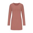 thumbnail image 4 of SROBPTY Longues Chemises à Manches pour Femmes, Mode pour Femmes Manches Longues Col Rond Taille à Pince Longue Bordeaux, S, 4 of 4