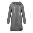thumbnail image 1 of Pisexur Shacket Jacket Women Solid Color Hoodie Zipper Long Sleeve Sweatshirt Irregular Hem Long Coat Top With Pockets Pocketed Shirts Fall Jacket Shackets, 1 of 8