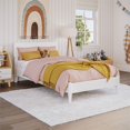 thumbnail image 1 of Aria Twin Solid Wood Modern Low Profile Platform Bed in White, 1 of 14