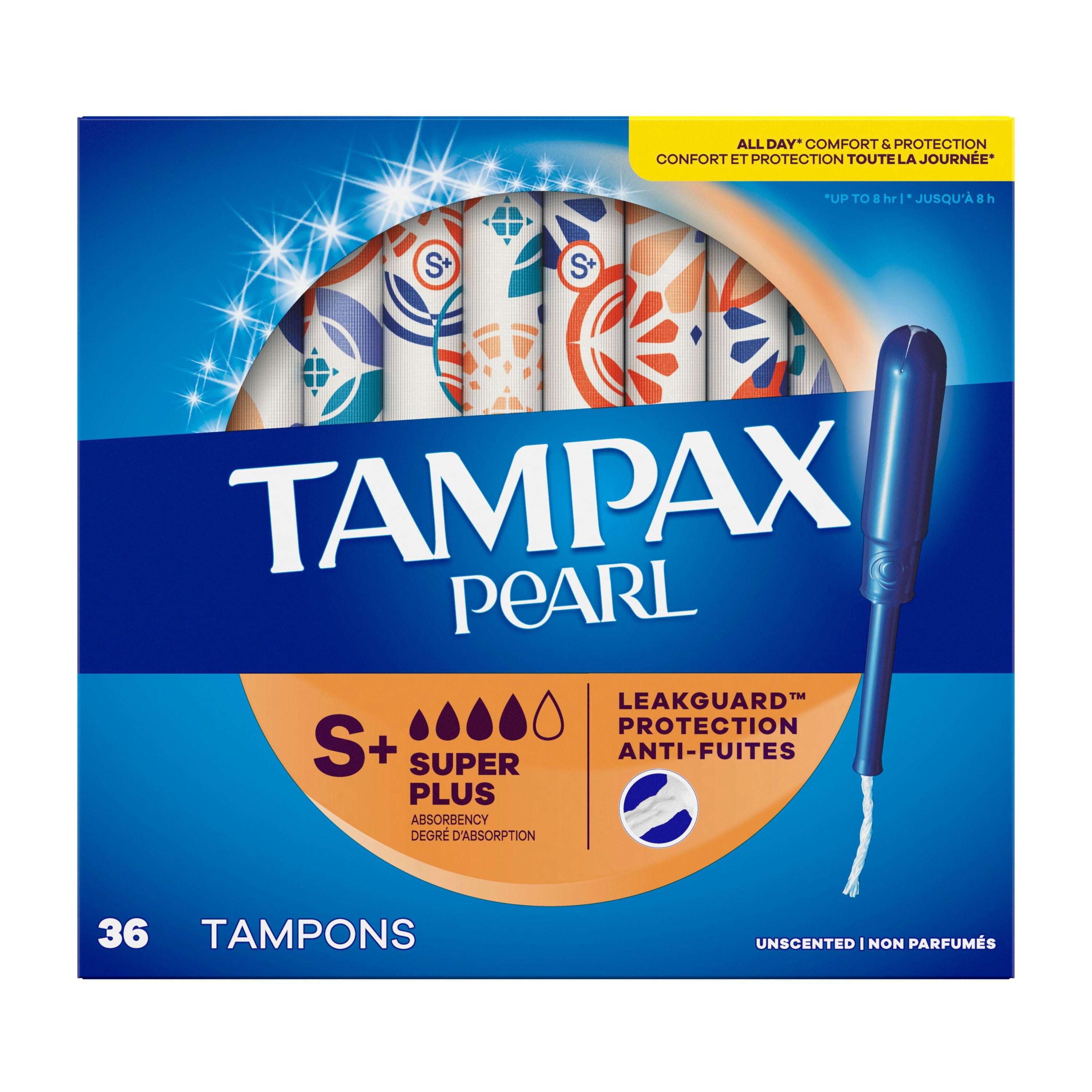Tampax Pearl Tampons, with LeakGuard Braid, Super Plus Absorbency, Unscented18 count