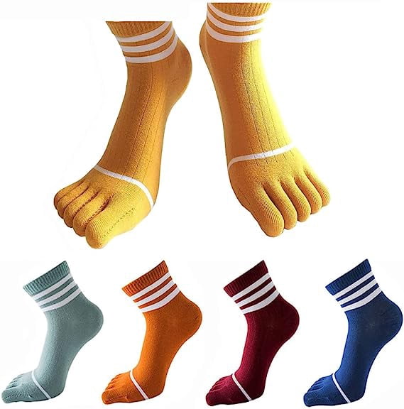 Toe Socks Cotton Crew Five Finger Socks Running Athletic for Men Women 5 Pack