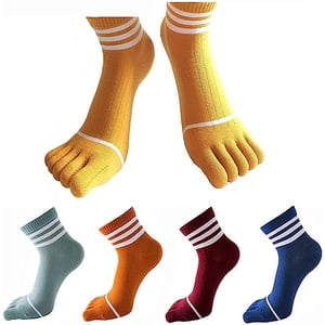 Chaussettes orteil Cotton Crew Cinq chaussons de doigt courir au sport pour les hommes femmes paquet de 5