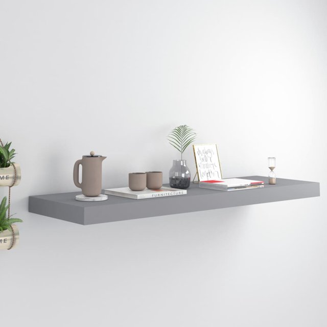 vidaXL Floating Wall Shelf Grey 80x23.5x3.8 cm MDF