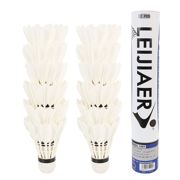 DEBGFS 12 Pcs Volants de Badminton Plumes Balle de Badminton Oie Plumes Volants de Badminton avec Grande Stabilité et Durabilité Grande Vitesse Ballons Birdies de Badminton (Oie Blanche)