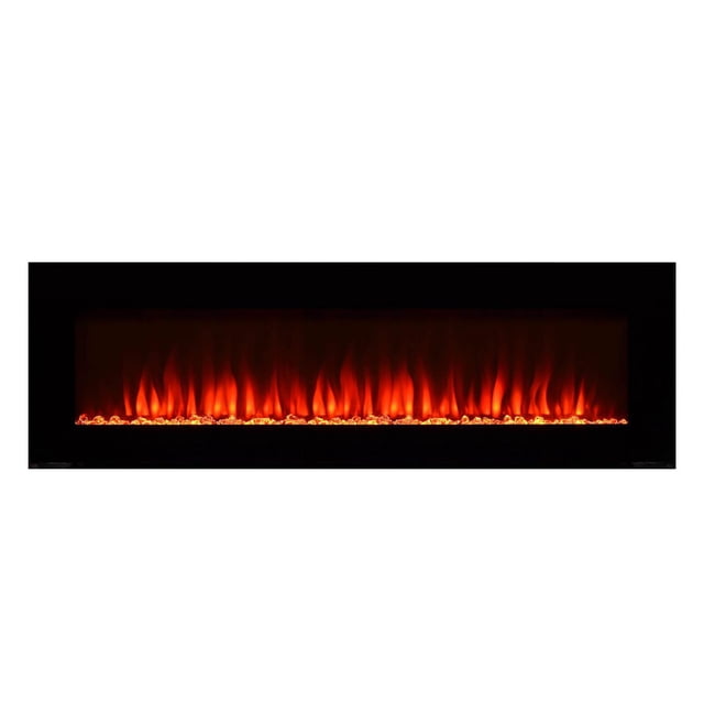 Paramount Foyer Électrique Intelligent Haut de Gamme, 60 Po avec DEL à 3 Couleurs, Foyer Électrique Rectangulaire Noir avec Flammes DEL orange et Rouge Brillantes au-Dessus d'Un Lit en Braise de Cristal, Conçu pour un Montage Encastré Ou en surface, Contrôlable par Application de Flamme Intelligente Ou Télécommande avec Réglages de Chaleur Écoénergétiques.