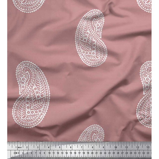 Soimoi Rayon Fabric Paisley Block Print Fabric by The Yard 42 Inch Wide