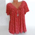 thumbnail image 1 of TIMIFIS Womens Round Neck Short Sleeve Floral Print Asymmetric Hem Shirt Tops, 1 of 5