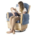 thumbnail image 4 of Foundations SafeRocker Standard Glider Nursery Rocking Chair, Wood Base, Storage Pockets, Blue, 4 of 5