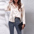 thumbnail image 1 of Heliisoer Women Satin Long Sleeve Button Down Work Blouse Tops Going T-Shirt, 1 of 5