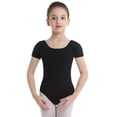 thumbnail image 1 of Aislor Filles Enfants Manches Courtes Coton Extensible Ballet Danse Gymnastique Justaucorps Tenue de Danse Noir 3, 1 of 7