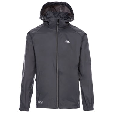 Trespass Waterproof Jacket Men Women Packaway Rain Coat With Hood, Light Rain Jacket Windbreaker, Raincoat In A Bag, Rain Coats For Men, Rain Coats for Women Qikpac X