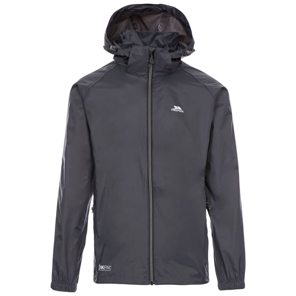 Trespass Waterproof Jacket Men Women Packaway Rain Coat With Hood, Light Rain Jacket Windbreaker, Raincoat In A Bag, Rain Coats For Men, Rain Coats for Women Qikpac X