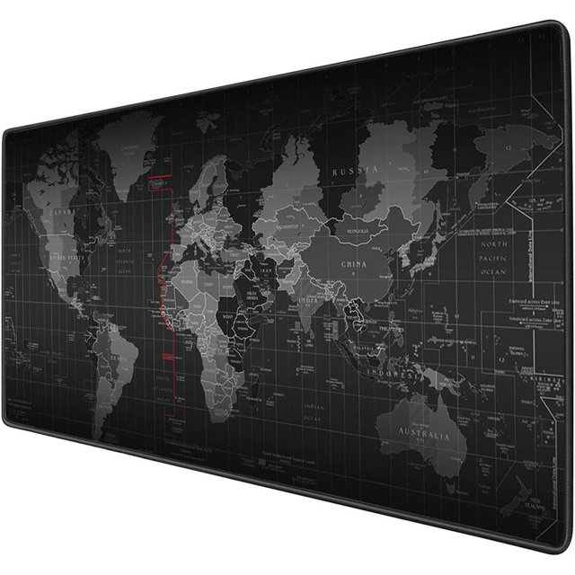 Extended Mouse Pad Large Gaming Mouse Pad- 35.4x15.7x0.12 inch Computer Keyboard Mouse Mat Non-Slip Mousepad Rubber Base and Stitched Edges for Game Players, Office, Study World Map Design