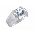 thumbnail image 3 of RYLOS Men's Rings Sterling Silver Rings Classic Designer  9X7MM Oval Gemstone &  Diamond Ring Aquamarine March Birthstone Ring Size 13, 3 of 7