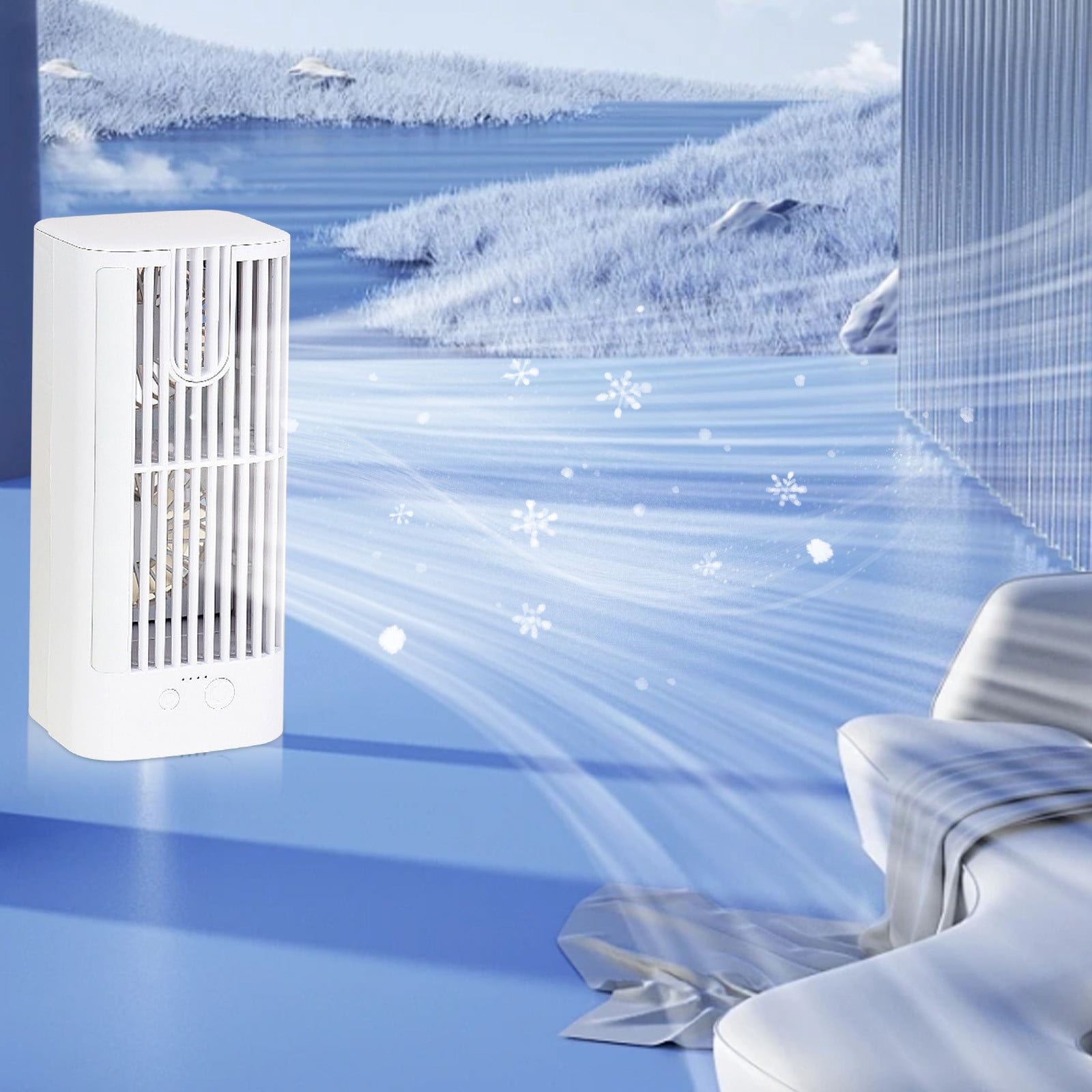WSBDENLK Portable Desktop Air Conditioning Fan,Household Small Air Conditioning Fan,Indoor Night Light,Silent Fan,Strong and Cool Desktop,Small Space In offices and Dormitories