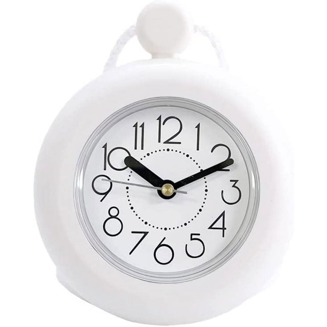 Woeilo Shower Clock, Waterproof Bathroom Clock, Mini Bathroom Clock, Dual-Use Wall Clock and Desk Clock, White